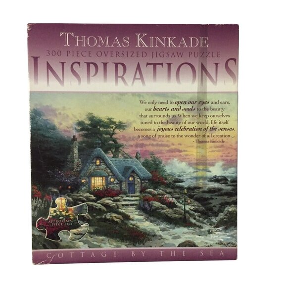 Thomas Kinkade Inspirations Puzzle 300 PC Cottage By The Sea Ceaco 2007 Oversize - Picture 1 of 6